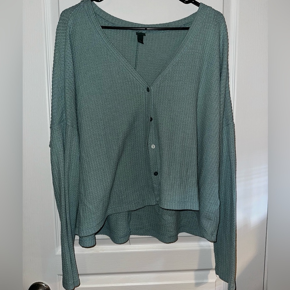 Wild Fable Womans Blue Green Cardigan With Buttons Size L
